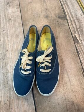 Vintage Keds Navy Canvas Sneakers with Cream Laces